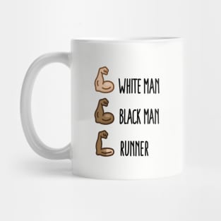 White man Black man Runner funny running biceps (dark design) Mug
